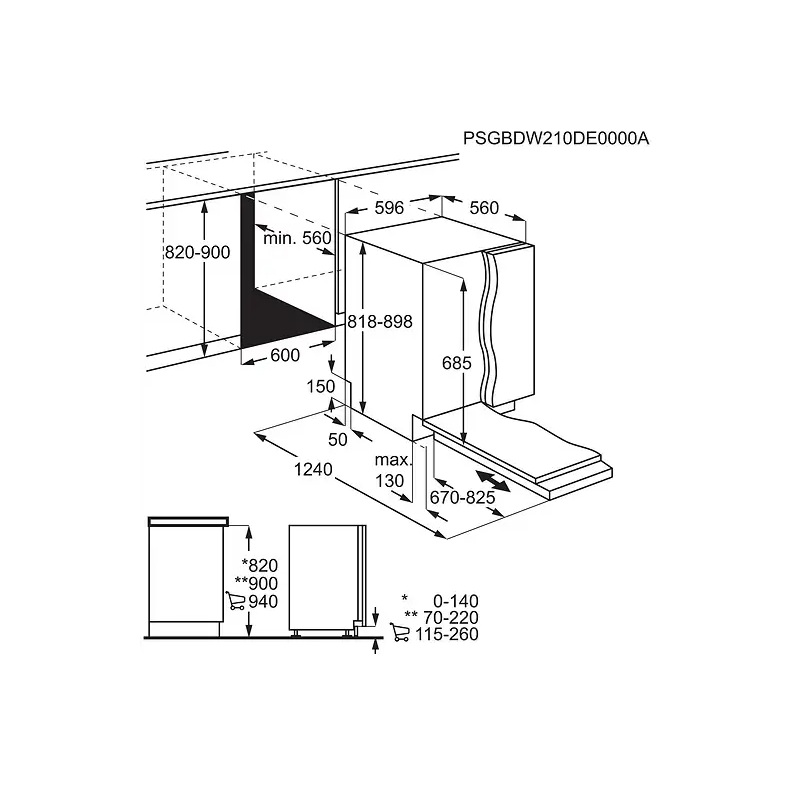 AEG FSE75747P Geschirrspüler (vollintegrierbar, 596 mm breit, 44 dB (A), B) – Bild 2
