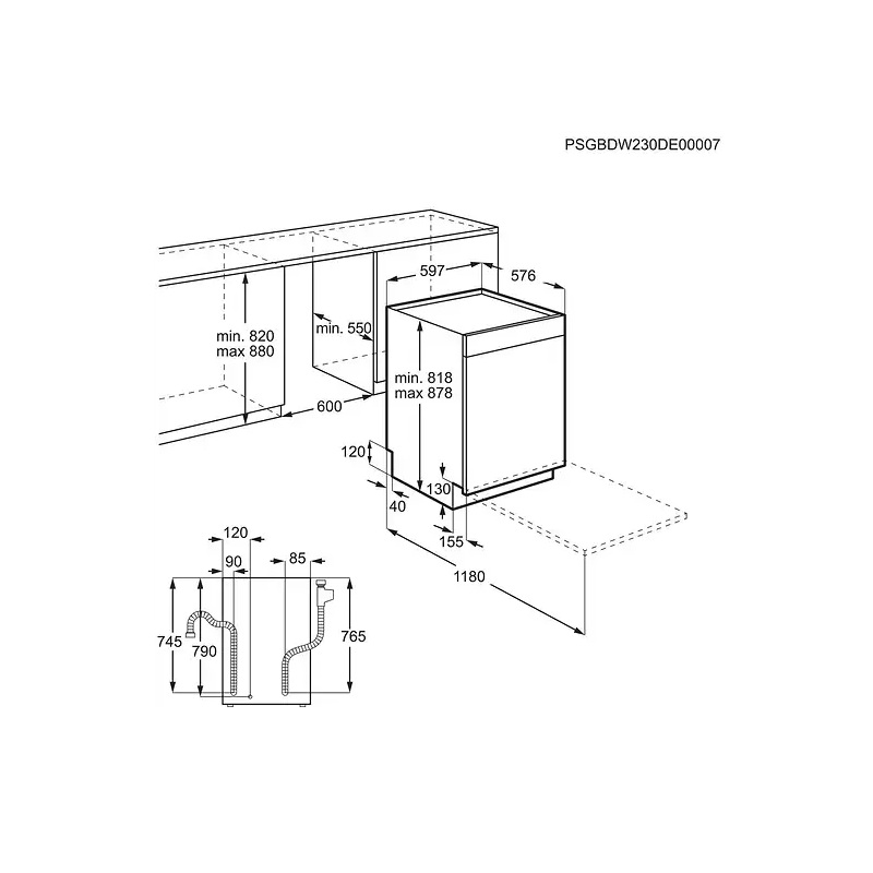 AEG FUS7574APM Geschirrspüler (unterbaufähig, 597 mm breit, 44 dB (A), B) – Bild 2